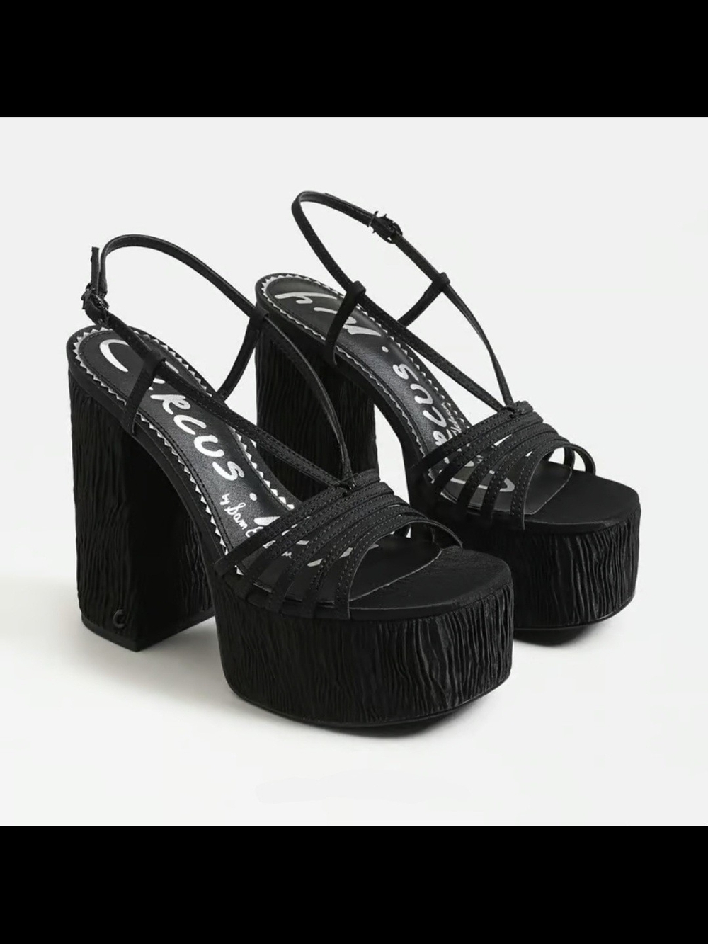 Circus by Sam Edelman Black Textured Platform Slingback Heels